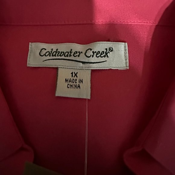Coldwater Creek NWT women’s size 1X pink short sleeve button front top - Picture 4 of 8
